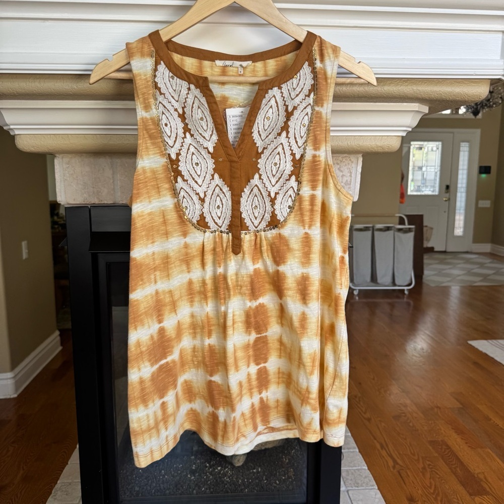 NWT Floreat Embroidered Sleeveless Layering Boho Lagenlook Top